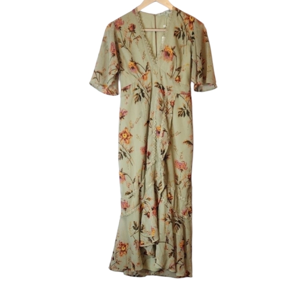 HOPE & IVY Maternity Women’s Floral Circular Sleeve V Neck Empire Waist, size 10